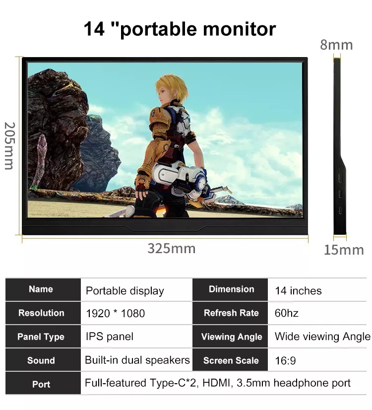 14 Inch100%sRGB Portable Monitor