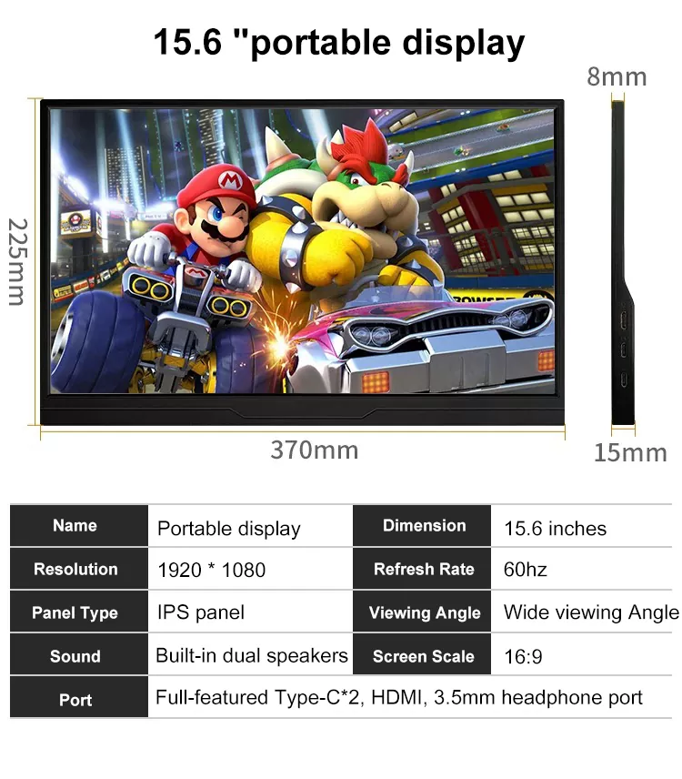15.6 Inch 4K Ultra HD Portable Monitor