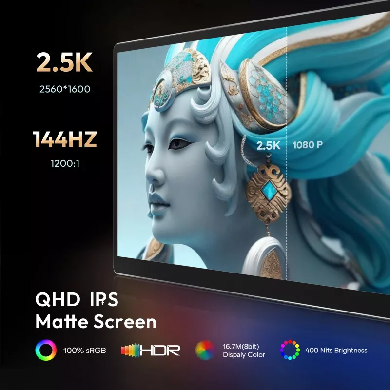 Eye Care 16 Inch 2.5K 144Hz Portable Monitor